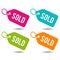 Sold price Tags on white background