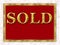 Sold Real Estate Sign Gold Red White Marble