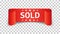 Sold ribbon vector icon. Discount, sale sticker label on isolate