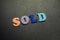 Sold word made with colorful felt letters