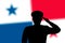 Solder silhouette on blur background with Panama flag