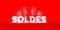 SOLDES text on red background 3D rendering. french word