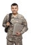 Soldier with back pack and laptop