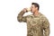 Soldier drinking coffee