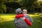 Soldier embracing female partner