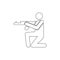 Soldier, gun, shooting outline icon. Can be used for web, logo, mobile app, UI, UX