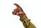 soldier hand pointing or pushing with forefinger