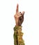 Soldier hand showing forefinger up