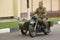 Soldier on a heavy sidecar motorcycle IMZ-Ural M-62. Pyatigorsk, Russia