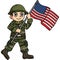 Soldier Holding Flag Cartoon Colored Clipart