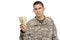 Soldier holding money