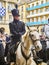 Soldier on horseback at the Tamborrada, the drum parade to celebrated the Patron Festivity of San Sebastian, Spain