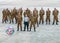 Soldier of the IDF salute at the formation in Engineering Corps Fallen Memorial Monument in Mishmar David, Israel