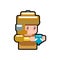 Soldier male pixel video game play icon.