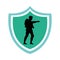 Soldier military standing silhouette in shield