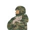 Soldier rescue little cat. Animals suffer in the war