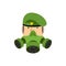 Soldier in Respirator. Military and Gas mask green. Vector illus