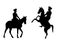 Soldier riding rebel horse black and white vector