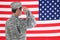 Soldier Saluting American Flag