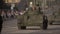 A soldier sits on a tank during a rehearsal of the military parade . June 2020