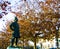 Soldier Statue in the park in autumn