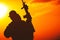 Soldier Sunset Silhouette