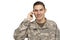Soldier talking on phone