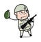Soldier Throwing Bomb - Cute Army Man Cartoon Soldier Vector Illustration