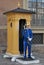 Soldier in uniform, royal guard in front of the Royal Palace at Stadsholmen in Gamla Stan, Kungliga slotten