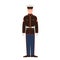 Soldier of USA armed force wearing parade uniform and cap. American military man, sergeant or infantryman isolated on