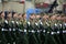 Soldiers of the 27th separate guards motorized rifle Sevastopol red banner brigade during the parade on red square