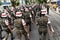 Soldiers of the army police are parading in the streets of Salvador, Bahia on Brazils independence day