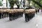 Soldiers of the Brazilian army parading on independence day in downtown Salvador, Bahia, Brazil.