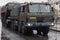 Soldiers of Czech Army are riding military truck with floating transporter