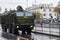 Soldiers of Czech Army are riding mobile workshop on military parade