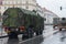 Soldiers of Czech Army are riding mobile workshop on military parade