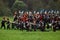 Soldiers load cannons at Borodino battle historical reenactment in Russia