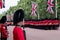 Soldiers marching down The Mall in London during the Trooping the Colour military ceremony, London