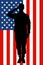 Soldiers silhouette saluting the USA flag for memorial day or veterans day vector slant vertical