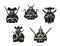 Soldiers or warriors man ammunition vector icons