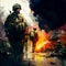 Soldiers in warzone digital oil painting