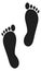 Sole foot print. Black pair of footprint. Human step mark