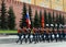 Solemn March of the honor guard after laying flowers to the tomb of the Unknown Soldier in Moscow