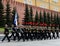 Solemn March of the honor guard after laying flowers to the tomb of the Unknown Soldier in Moscow