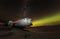 Solheimasandur plane wreck with active norhtern lights, Iceland.