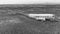 Solheimasandur Plane Wreck, Iceland. Aerial overhead view of airplane wreckage on the beach