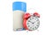 Solid Anti-Perspirant Deodorant, Deodorant Stick with alarm clock, 3D rendering