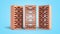Solid clay bricks used for construction new red brick 3d render on blue gradient background