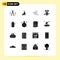 Solid Glyph Pack of 16 Universal Symbols of award, wind, business, weather, savings