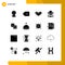Solid Glyph Pack of 16 Universal Symbols of bell, probability, videogame, gaming, interior